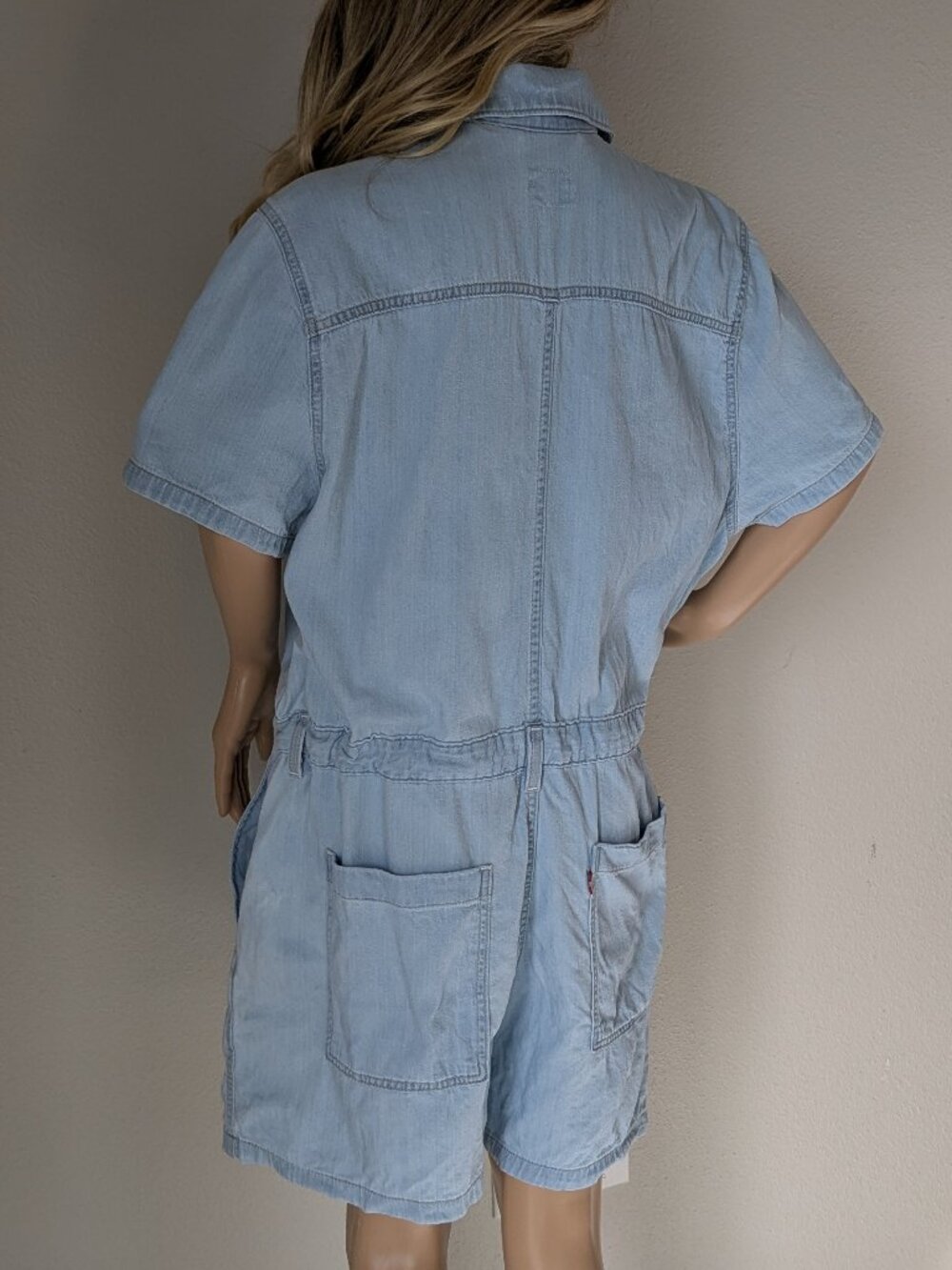 Levis Heritage Romper Women's XXL Blue Light Wash Short Sleeve Cinch Belt Loops - Picture 6 of 15